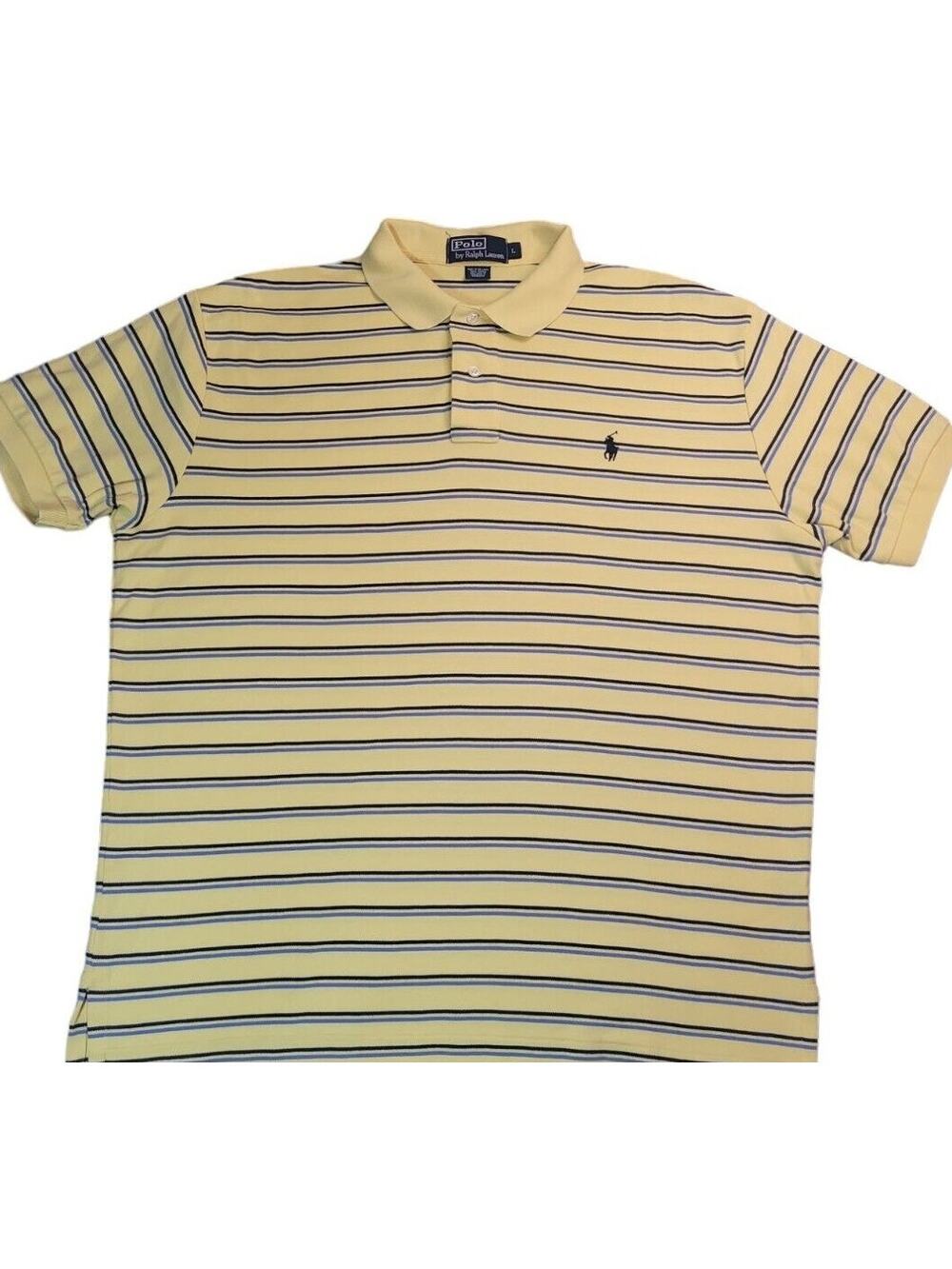 VTG Polo Ralph Lauren Yellow Stripe Polo Classic Preppy L